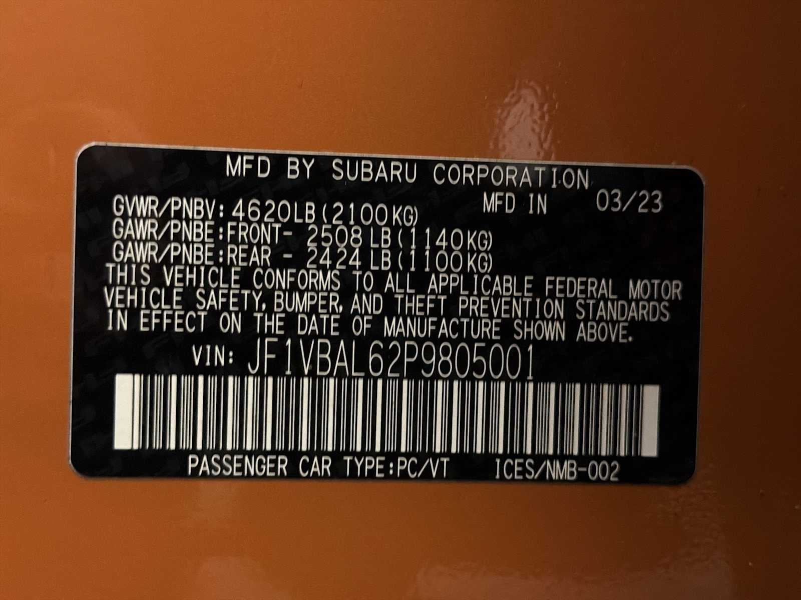 2023 Subaru WRX Limited Manual