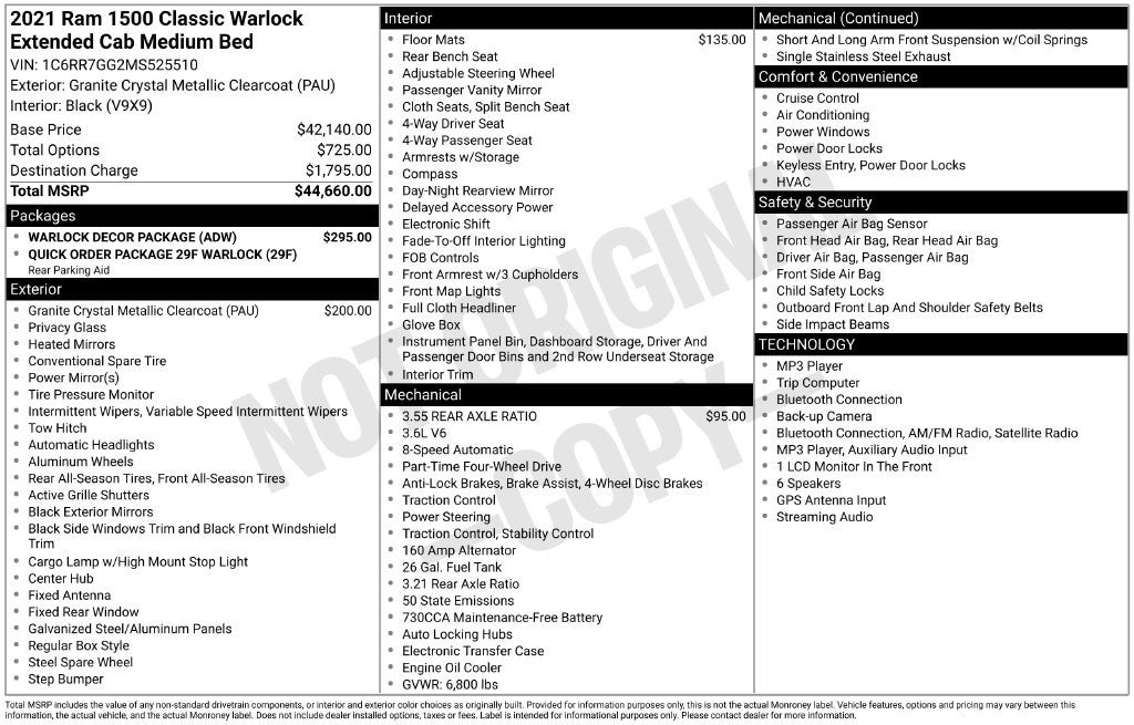 2021 RAM 1500 Classic Warlock