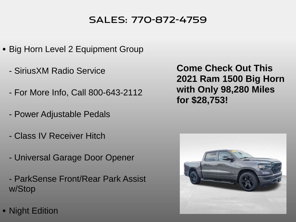 2021 RAM 1500 Big Horn/Lone Star