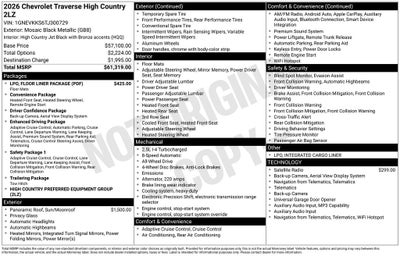 2026 Chevrolet Traverse High Country
