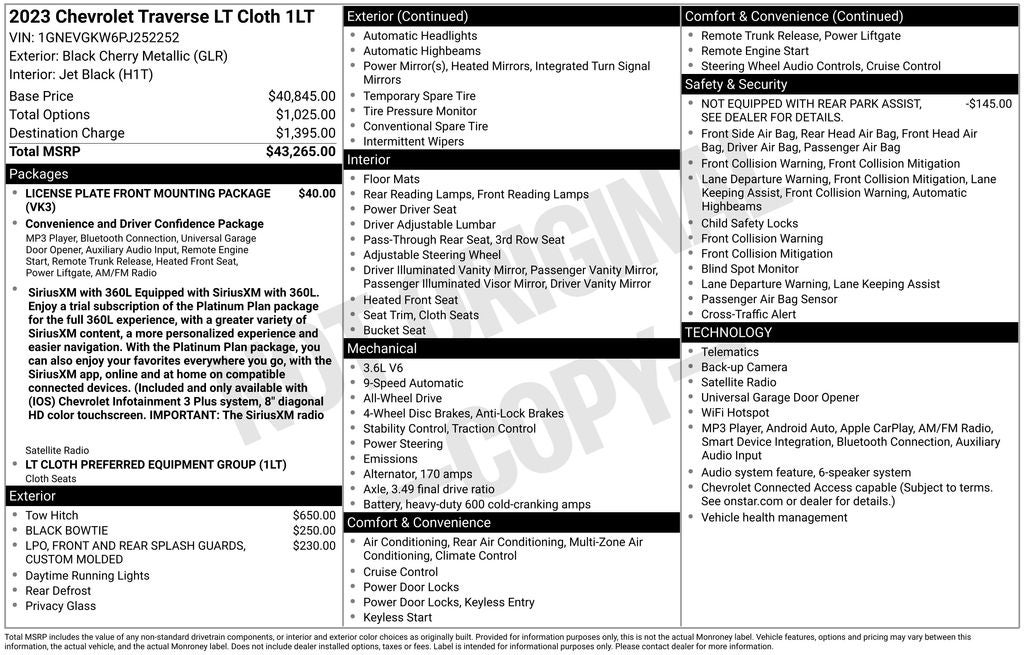 2023 Chevrolet Traverse LT Cloth