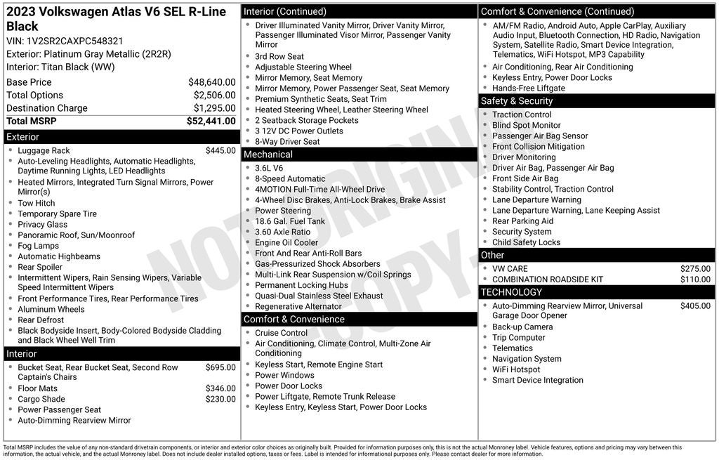 2023 Volkswagen Atlas 3.6L V6 SEL R-Line Black