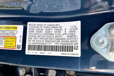 2025 Honda Civic Hybrid Sport