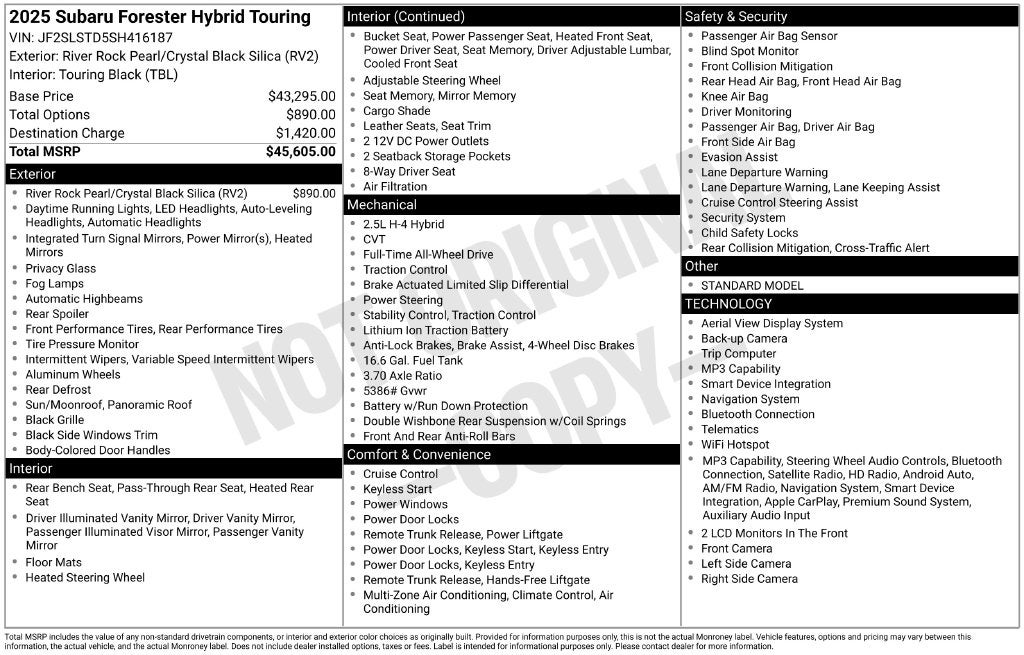 2025 Subaru Forester Hybrid Touring Hybrid