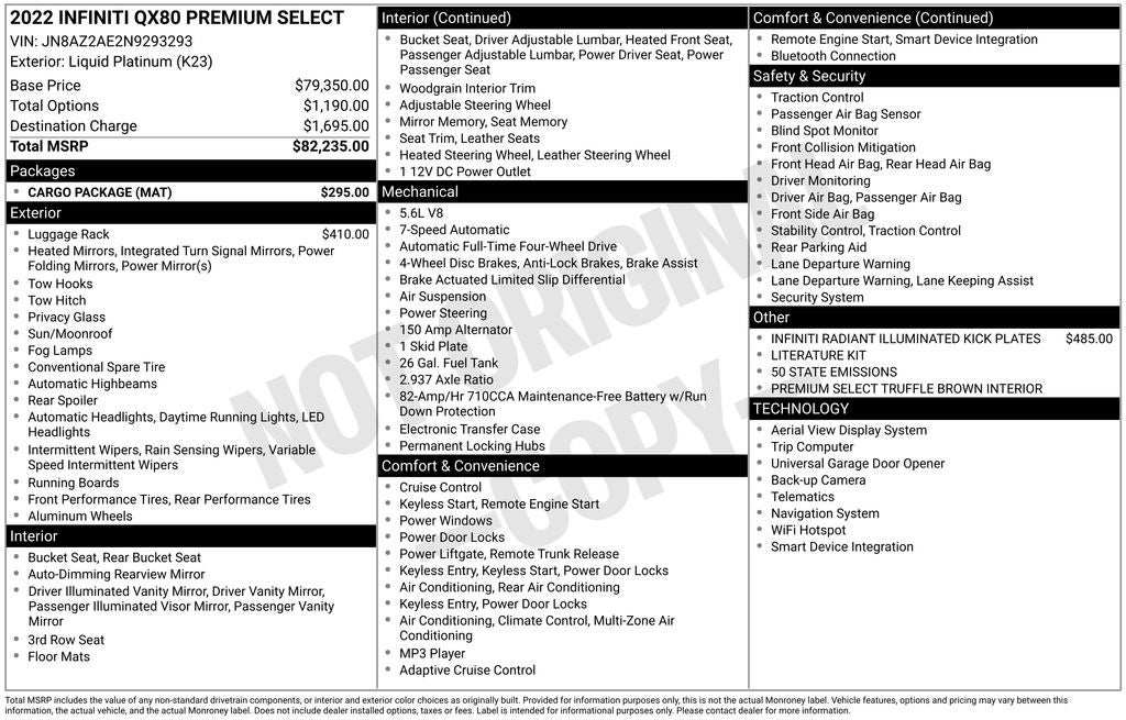 2022 INFINITI QX80 PREMIUM SELECT