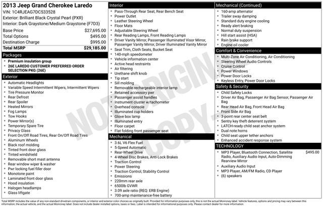 2013 Jeep Grand Cherokee Laredo 4D Sport Utility