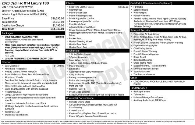 2023 Cadillac XT4 Luxury 4D Sport Utility