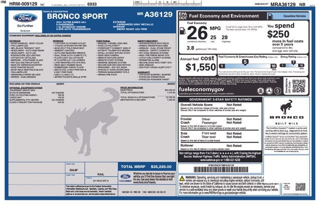 2021 Ford Bronco Sport Outer Banks 4D Sport Utility