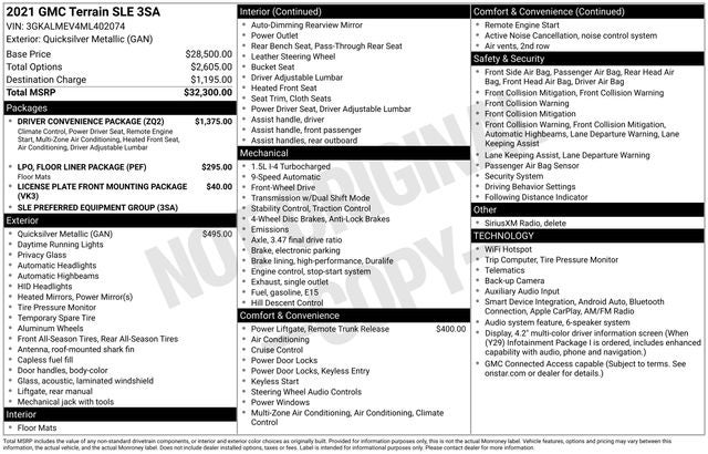 2021 GMC Terrain SLE 4D Sport Utility