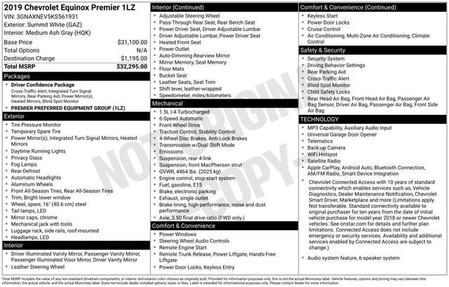 2019 Chevrolet Equinox Premier 4D Sport Utility