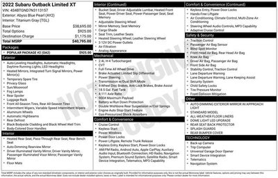 2022 Subaru Outback Limited XT 4D Sport Utility