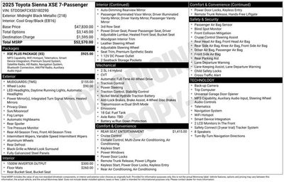 2025 Toyota Sienna XSE 7 Passenger
