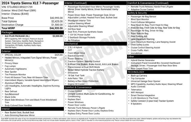 2024 Toyota Sienna XLE 7 Passenger