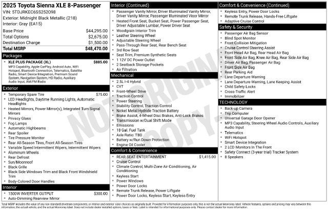 2025 Toyota Sienna XLE 8 Passenger
