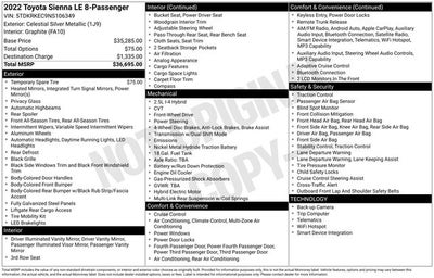 2022 Toyota Sienna LE 8 Passenger