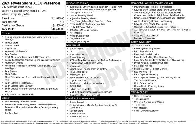 2024 Toyota Sienna XLE 8 Passenger