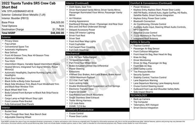 2022 Toyota Tundra SR5 4D CrewMax