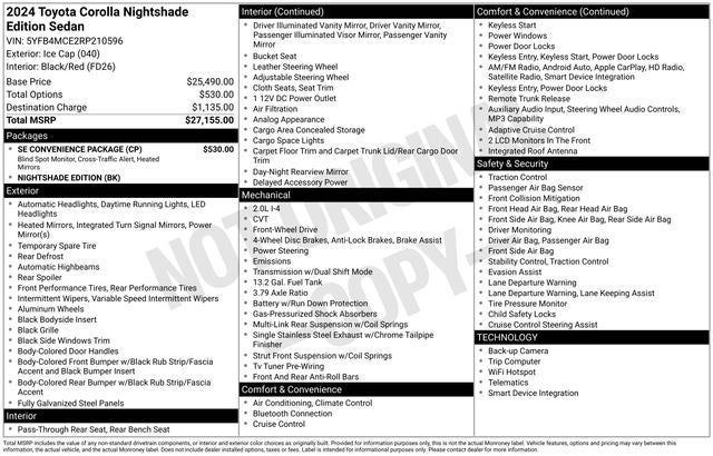 2024 Toyota Corolla SE Nightshade 4D Sedan