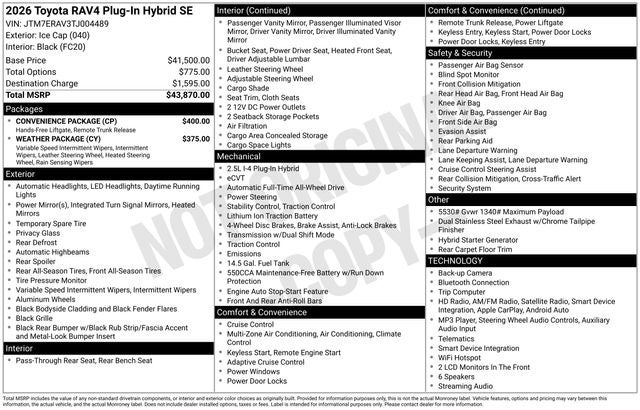 2026 Toyota RAV4 Plug-In Hybrid SE 4D Sport Utility