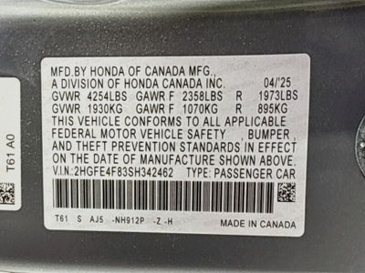 2025 Honda Civic Hybrid Sport Touring