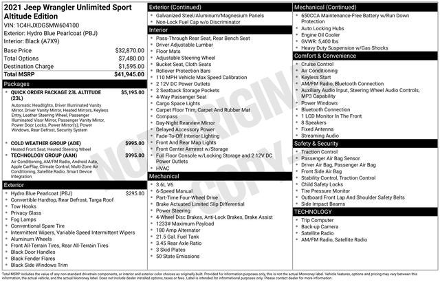 2021 Jeep Wrangler Unlimited Sport Altitude