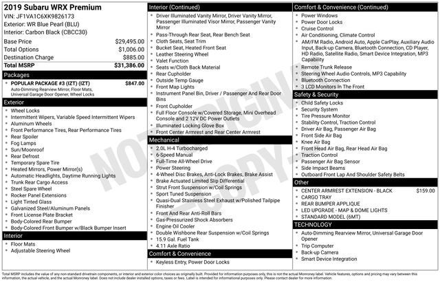 2019 Subaru WRX Premium