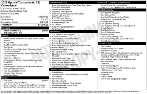 2022 Hyundai Tucson Hybrid SEL Convenience